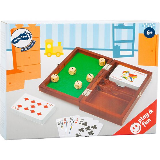 Small Foot Jouer aux dés et aux cartes dans une boîte en bois