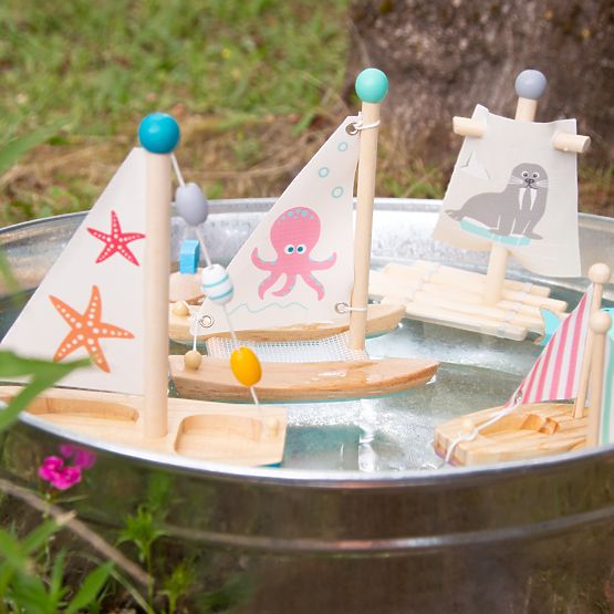 small foot Jouet de bain voilier 3 pcs
