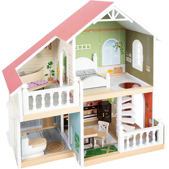 small foot Maison de poupée en bois avec terrasse
