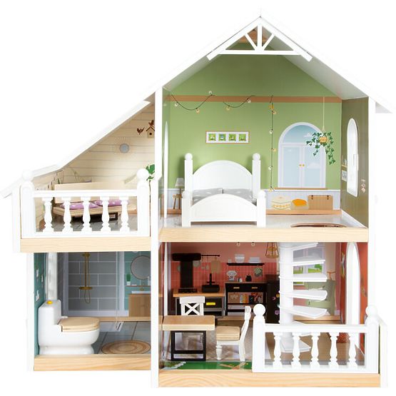 small foot Maison de poupée en bois avec terrasse