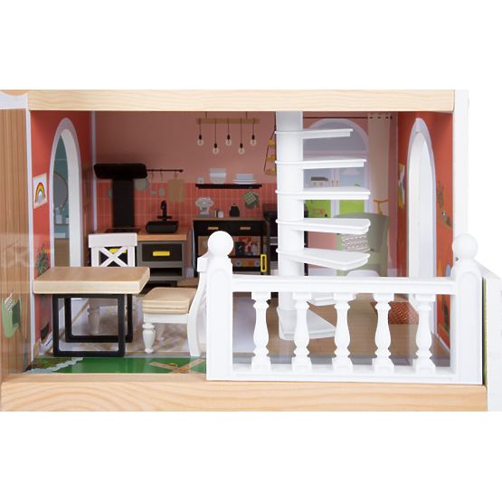 small foot Maison de poupée en bois avec terrasse