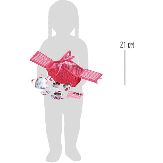 small foot Panier de pique-nique rose avec vaisselle