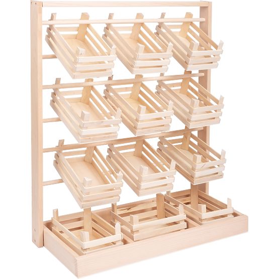small foot Stand de vente en bois avec caisses