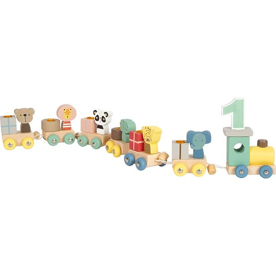 small foot Train d'anniversaire en bois avec animaux