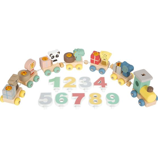 small foot Train d'anniversaire en bois avec animaux