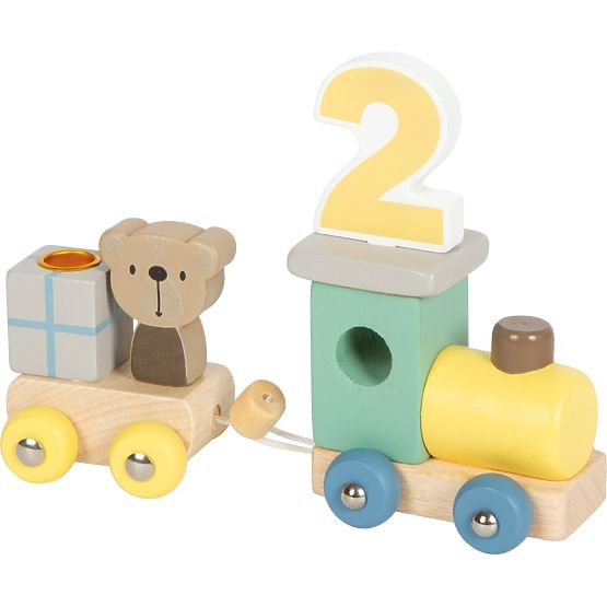 small foot Train d'anniversaire en bois avec animaux