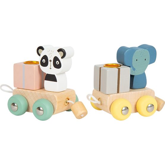 small foot Train d'anniversaire en bois avec animaux