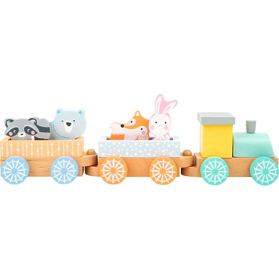 Train en bois Small Foot aux couleurs pastel