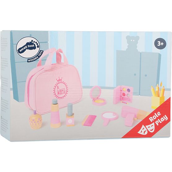 small foot Trousse de maquillage pour enfants rose avec accessoires en bois