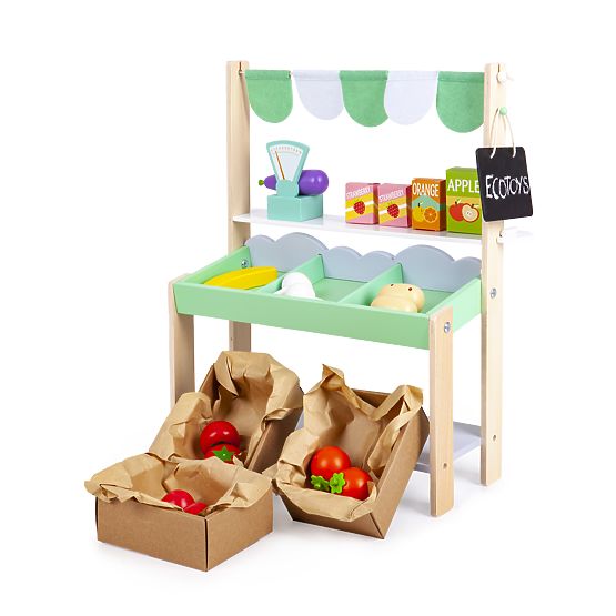 Stand de vente en bois avec légumes