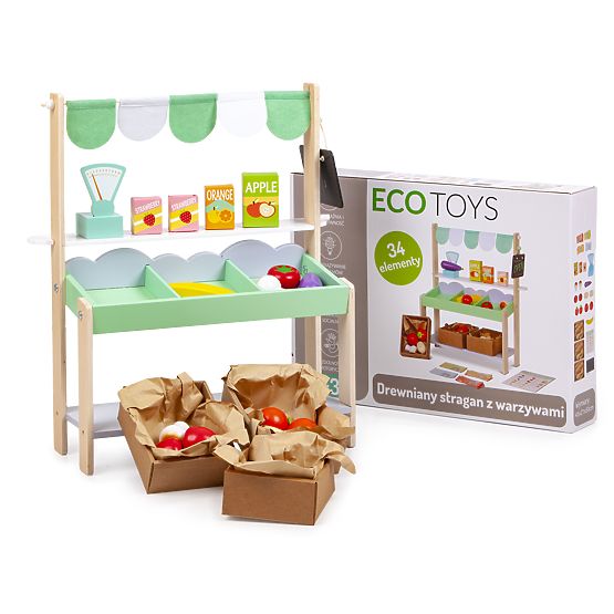 Stand de vente en bois avec légumes