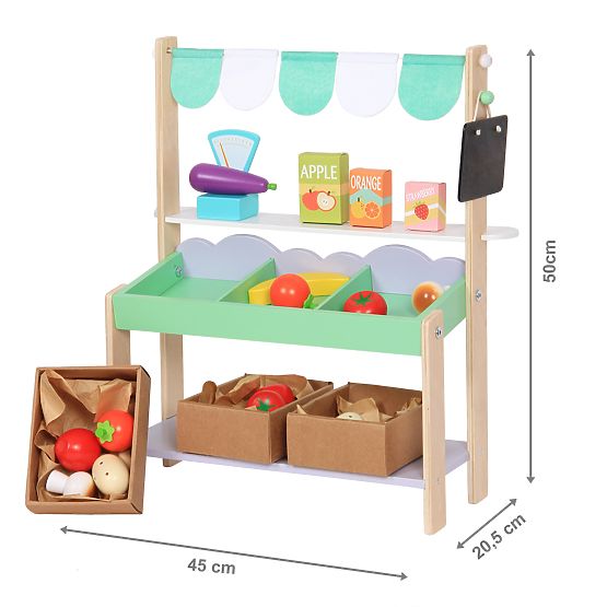 Stand de vente en bois avec légumes