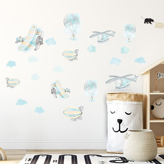 Lot de stickers muraux - Avions et ballons 22 pcs