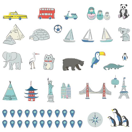Sticker mural Carte du monde - menthe