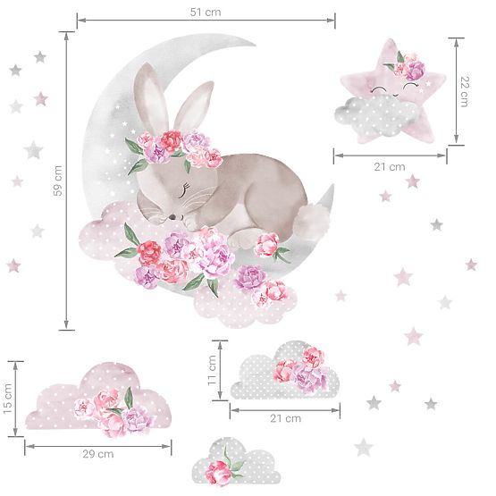 Sticker mural Lapin endormi - rose
