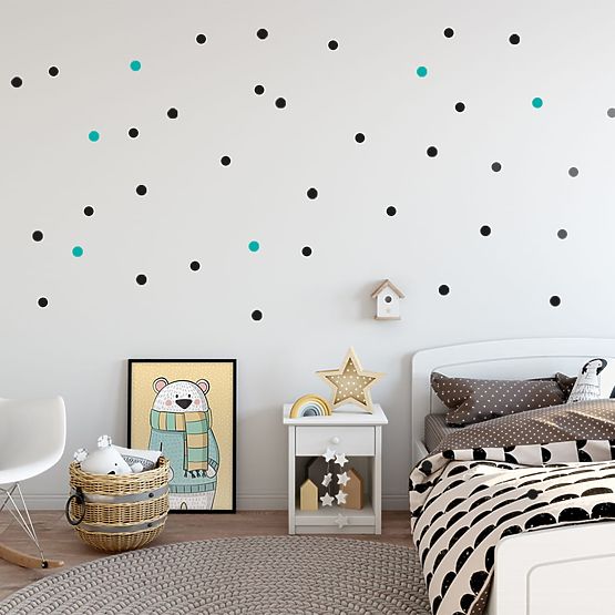 Lot de stickers muraux - Pois beiges
