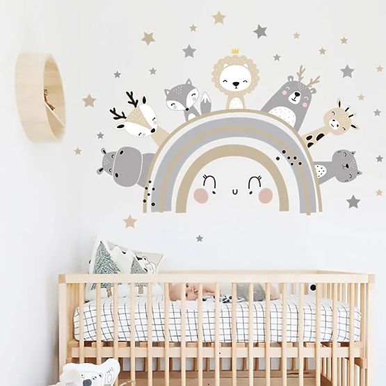 Stickers muraux - Arc-en-ciel avec animaux