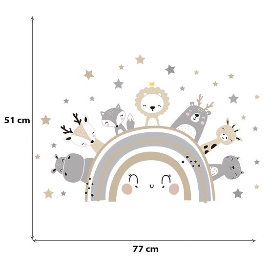 Stickers muraux - Arc-en-ciel avec animaux