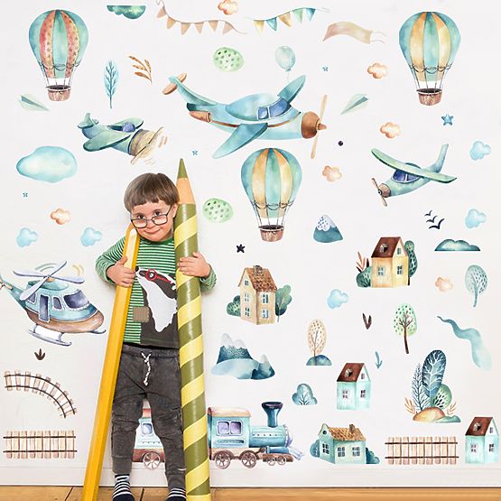 Stickers muraux - Avions et ballons