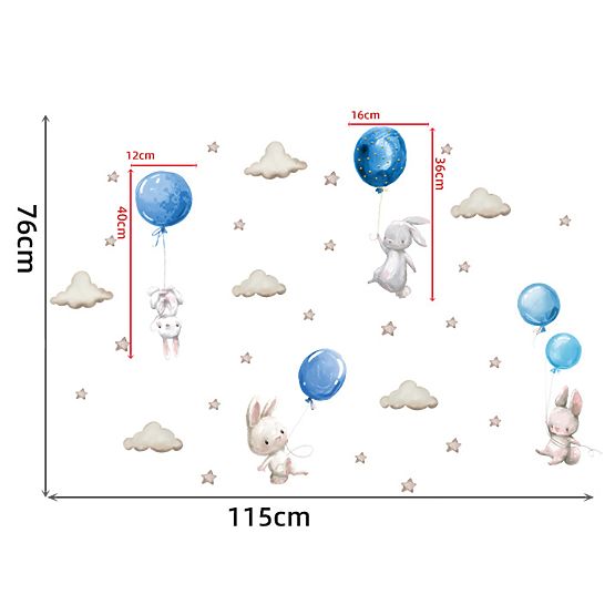 Stickers muraux - Lapin avec des ballons