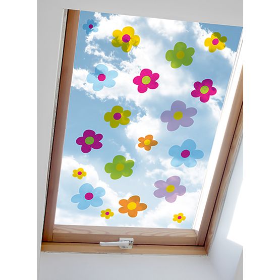 Stickers pour fenêtre - Fleurs colorées - 0,3 m2