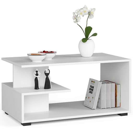 TABLE BAS PIN BLANC