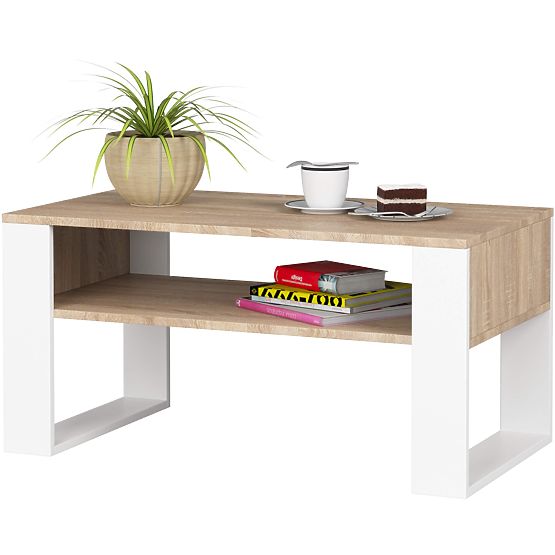 TABLE BASSE DE CONFÉRENCE DOMI CHÊNE SONOMA / BLANC