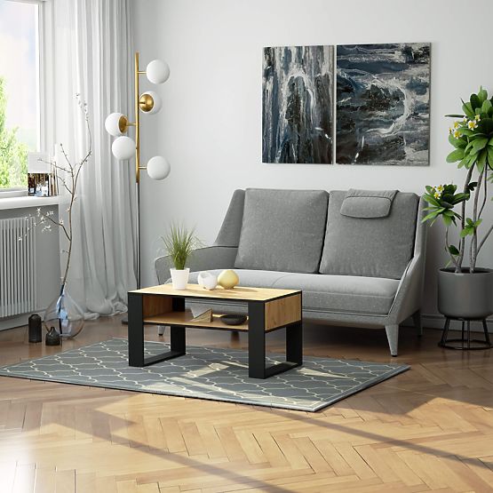 TABLE BASSE DE SALON DOMI CHÊNE CRAFT / NOIR