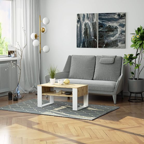 TABLE BASSE DOMI CHÊNE ARTISAN / BLANC