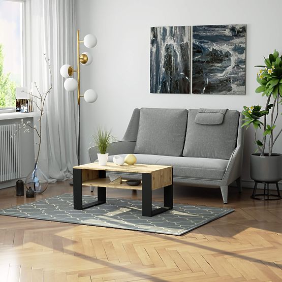 TABLE BASSE DOMI CHÊNE ARTISAN / NOIR