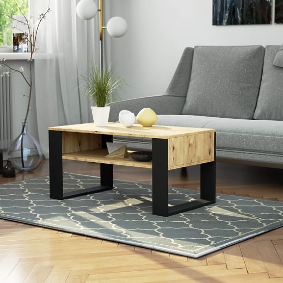 TABLE BASSE DOMI CHÊNE ARTISAN / NOIR