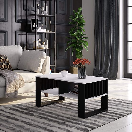 TABLE BASSE ROCKFORD BLANC / NOIR