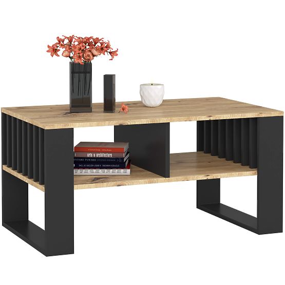 TABLE BASSE ROCKFORD CHÊNE ARTISAN / NOIR