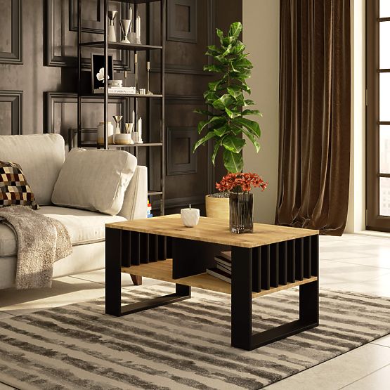 TABLE BASSE ROCKFORD CHÊNE ARTISAN / NOIR