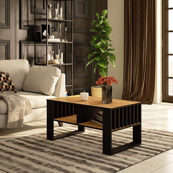 TABLE BASSE ROCKFORD CHÊNE CRAFT / NOIR