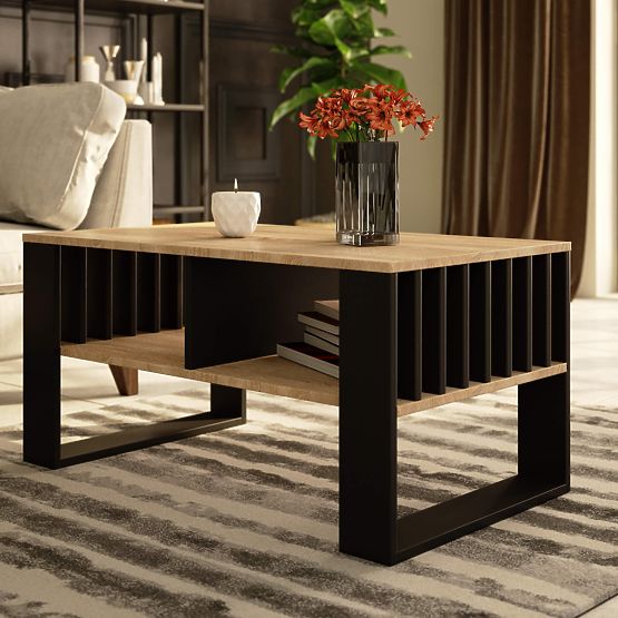TABLE BASSE ROCKFORD CHÊNE SONOMA / NOIR