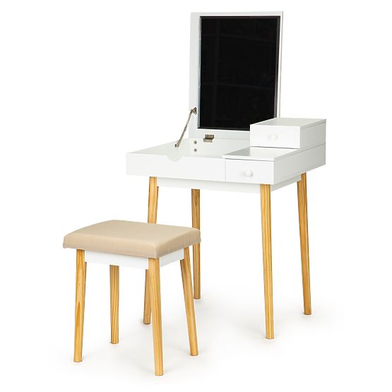 Table cosmétique avec miroir et chaise
