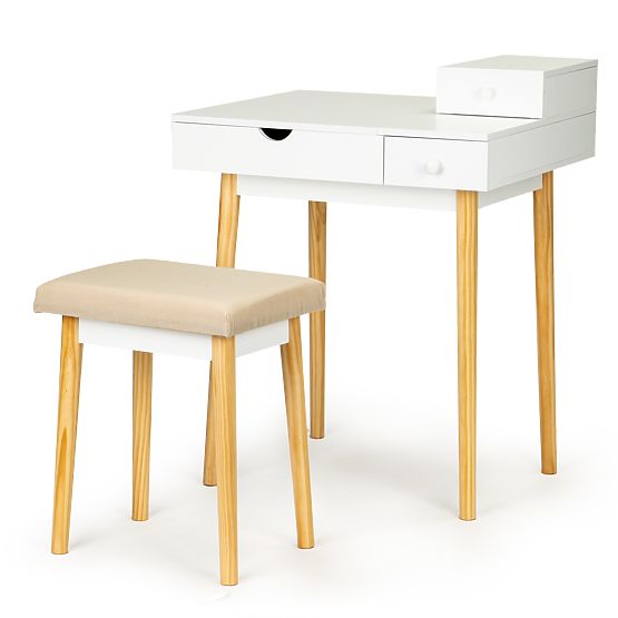 Table cosmétique avec miroir et chaise