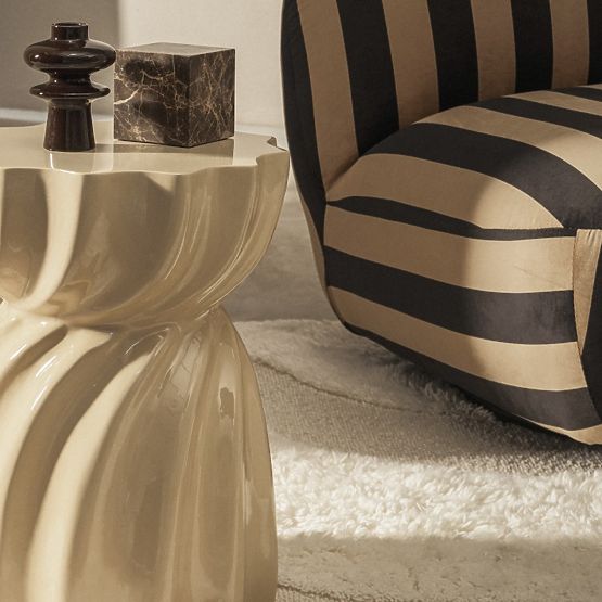 Table d'appoint Bloom 35 cm, beige, brillant