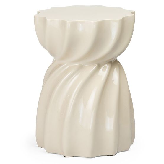 Table d'appoint Bloom 35 cm, beige, brillant