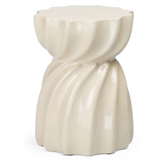 Table d'appoint Bloom 35 cm, beige, brillant