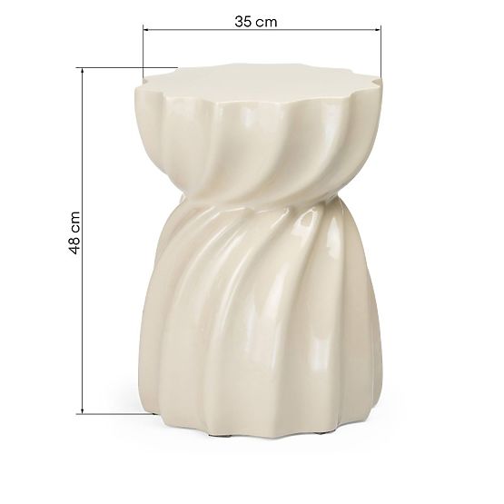 Table d'appoint Bloom 35 cm, beige, brillant
