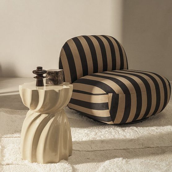 Table d'appoint Bloom 35 cm, beige, brillant