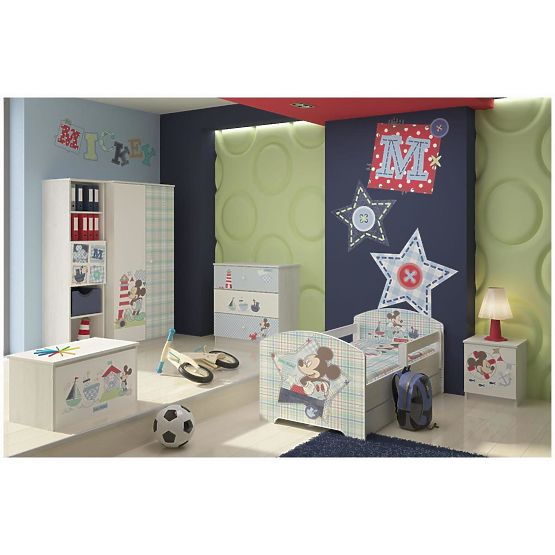 Table de chevet enfant Mickey Mouse - Décor pin norvégien