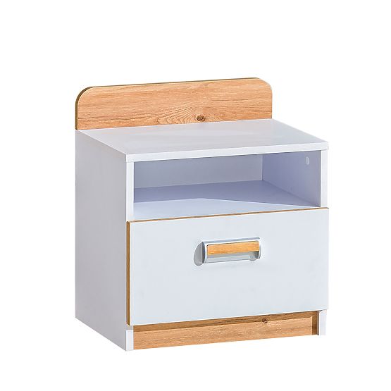 Table de chevet L12 - blanc / chêne nash