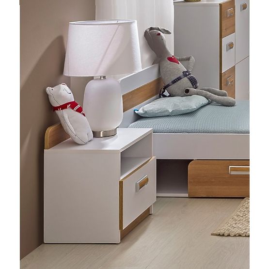 Table de chevet L12 - blanc / chêne nash