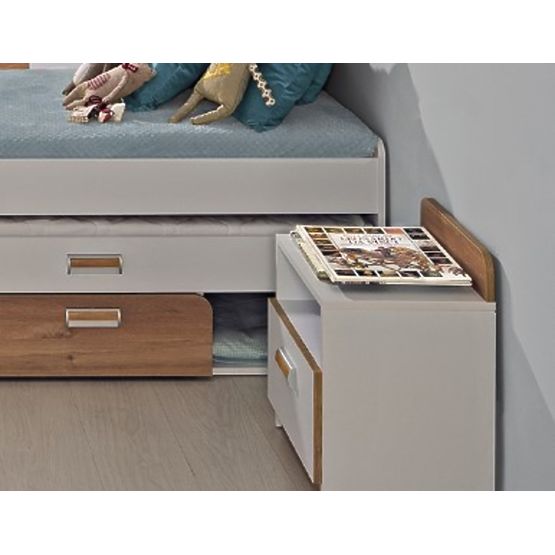 Table de chevet L12 - blanc / chêne nash