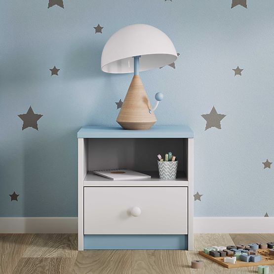 Table de chevet enfant Ourbaby - bleu-blanc