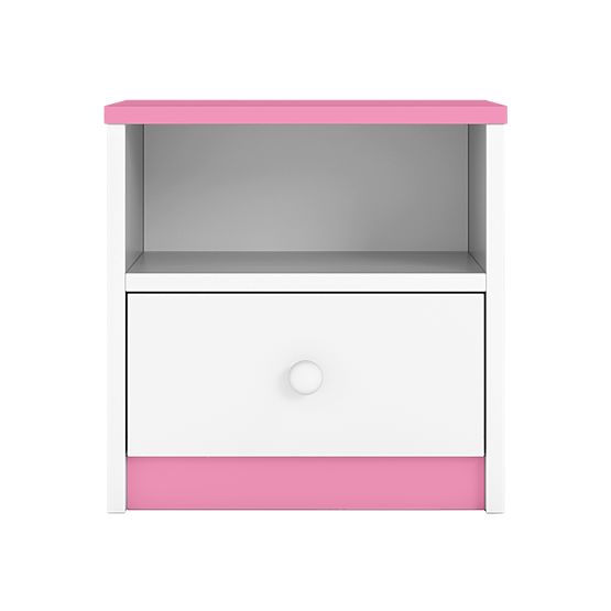 Table de chevet Ourbaby pour enfants - rose et blanc