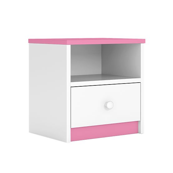 Table de chevet Ourbaby pour enfants - rose et blanc